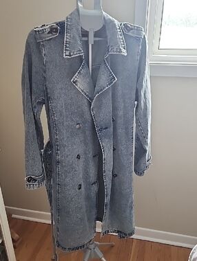 VINTAGE LONG DENIM COAT Stoosh Light Blue Vintage Denim Label